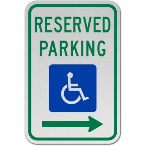 Accessible Reserved Parking Sign Right Arrow